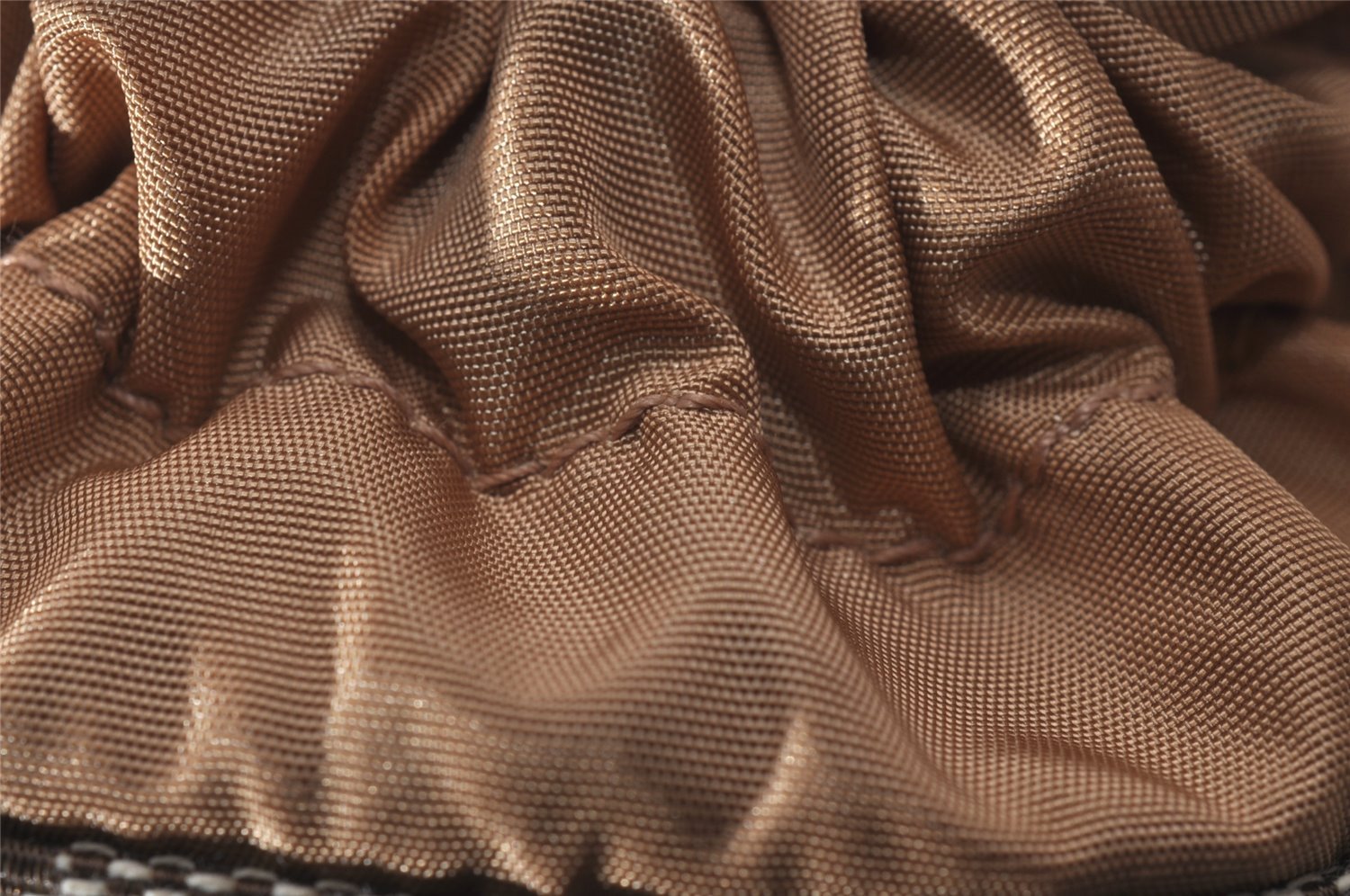 Authentic GUCCI Sherry Line Drawstring Pouch Purse GG Canvas Leather Brown 8221I