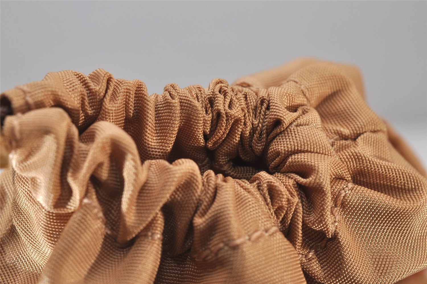 Authentic GUCCI Sherry Line Drawstring Pouch Purse GG Canvas Leather Brown 8221I