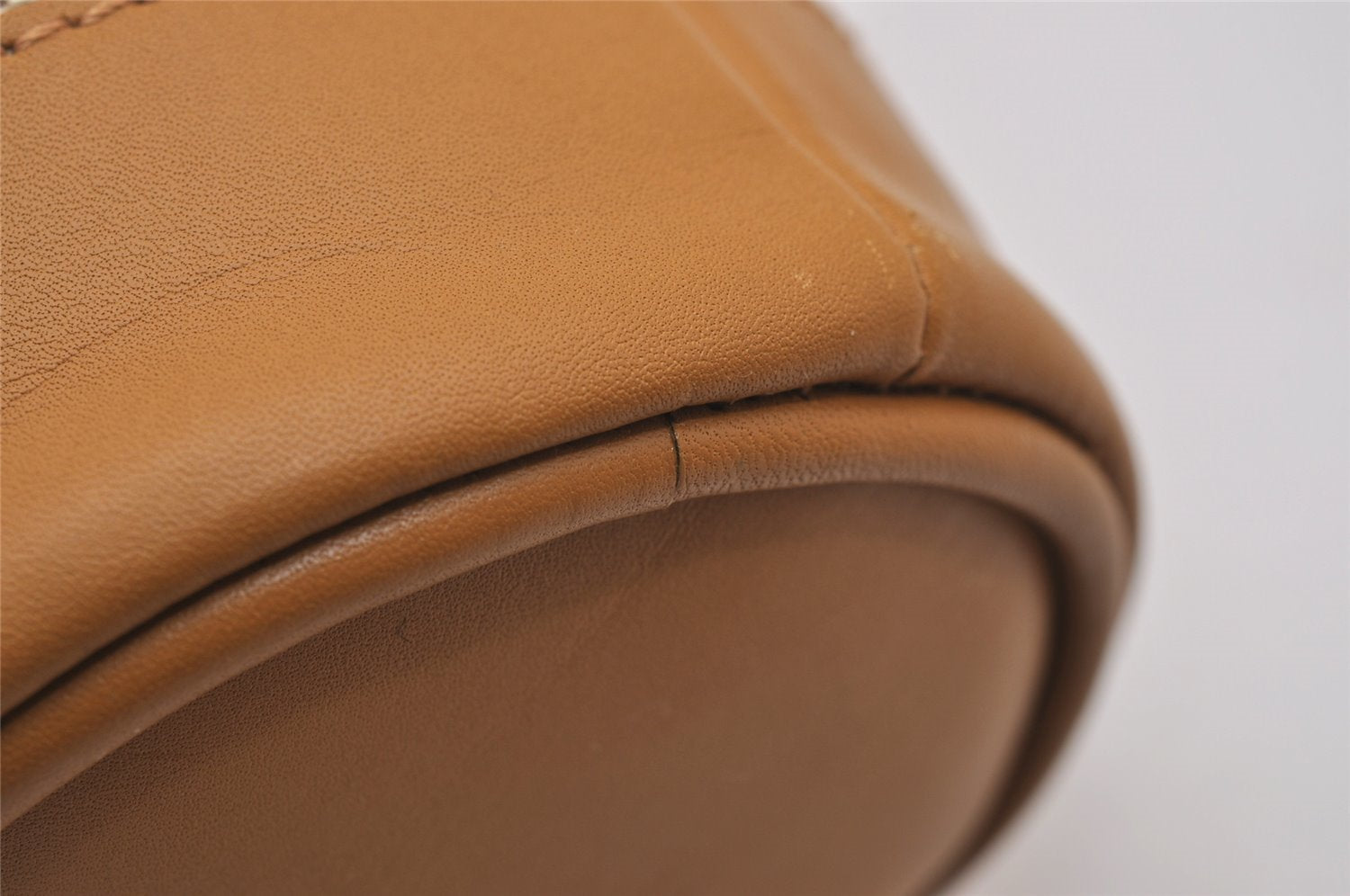 Authentic GUCCI Sherry Line Drawstring Pouch Purse GG Canvas Leather Brown 8221I