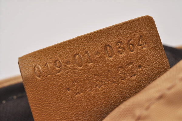 Authentic GUCCI Sherry Line Drawstring Pouch Purse GG Canvas Leather Brown 8221I