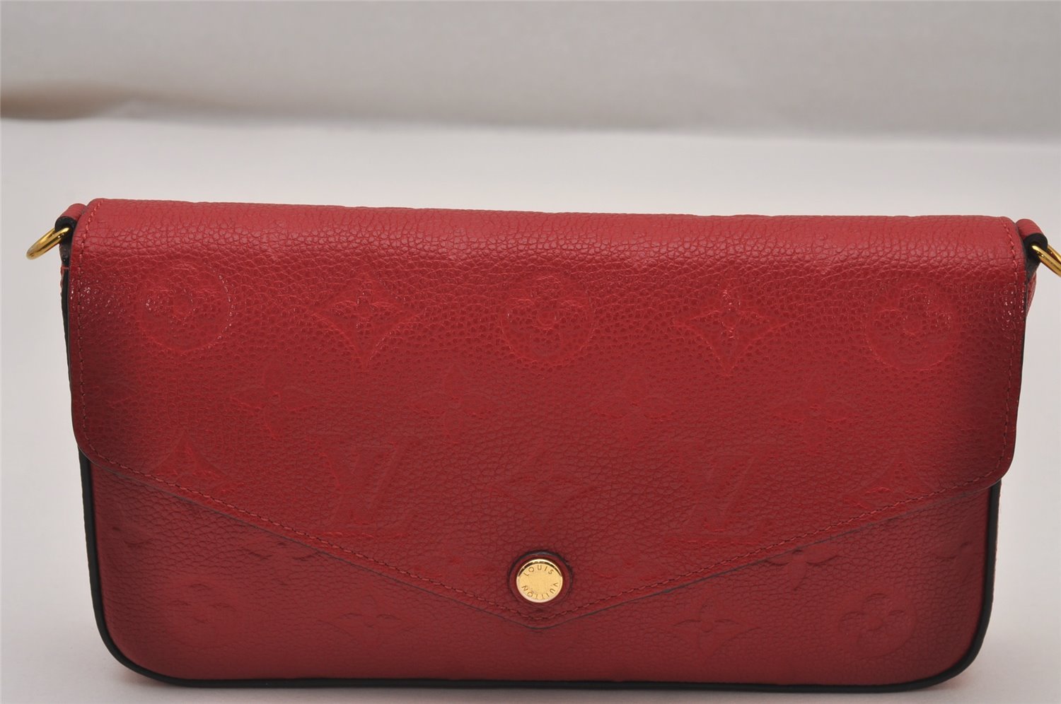 Auth Louis Vuitton Monogram Empreinte Pochette Felice Shoulder Bag Red LV 8222I