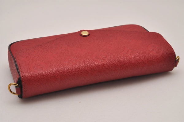 Auth Louis Vuitton Monogram Empreinte Pochette Felice Shoulder Bag Red LV 8222I