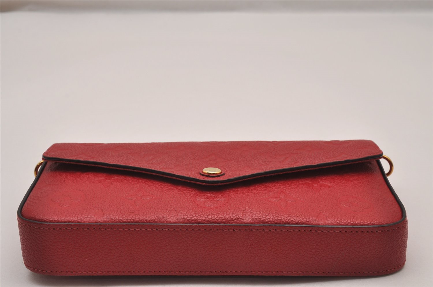 Auth Louis Vuitton Monogram Empreinte Pochette Felice Shoulder Bag Red LV 8222I