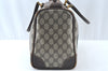 Authentic GUCCI Web Sherry Line Hand Boston Bag GG PVC Leather Brown Junk 8224H