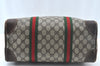 Authentic GUCCI Web Sherry Line Hand Boston Bag GG PVC Leather Brown Junk 8224H