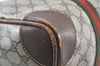 Authentic GUCCI Web Sherry Line Hand Boston Bag GG PVC Leather Brown Junk 8224H