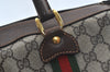 Authentic GUCCI Web Sherry Line Hand Boston Bag GG PVC Leather Brown Junk 8224H