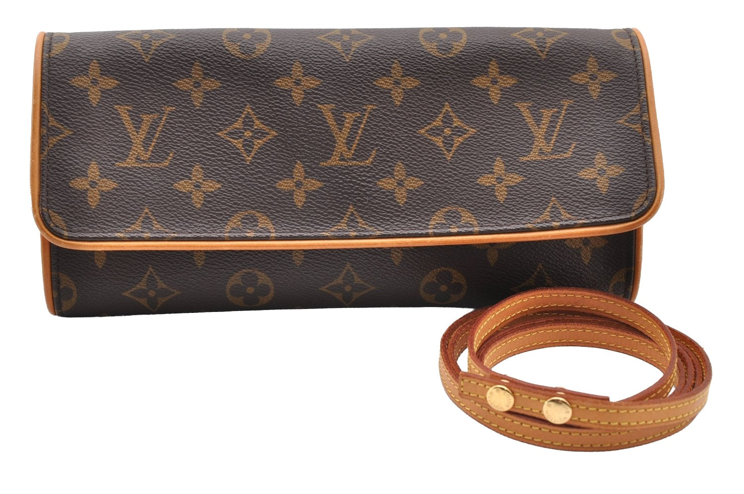 Authentic Louis Vuitton Monogram Pochette Twin GM Shoulder Bag M51852 LV 8224I