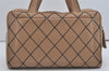 Authentic CHANEL Wild Stitch Vintage Calf Skin Hand Tote Bag Beige CC 8226I