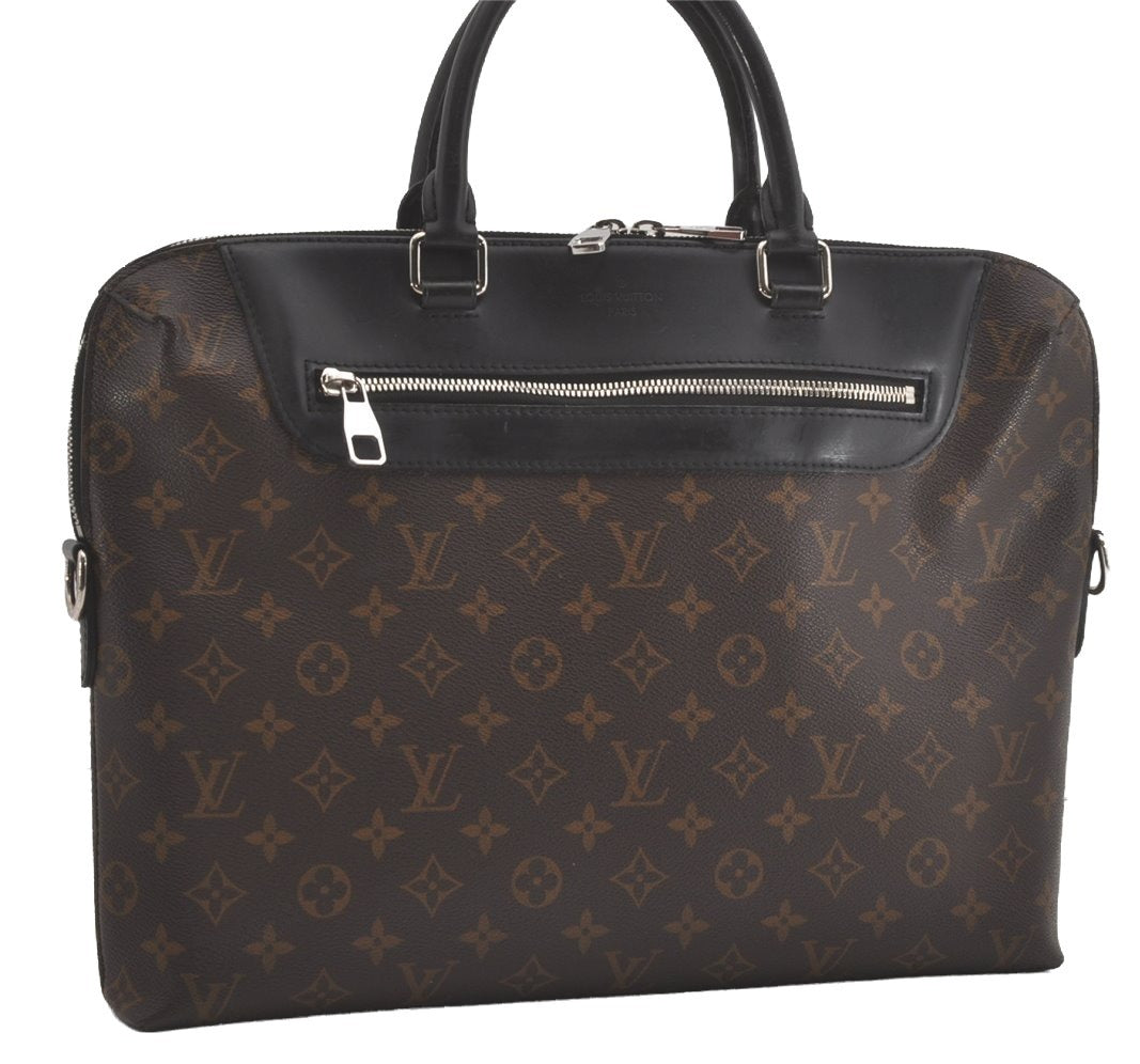 Authentic Louis Vuitton Monogram Macassar Porte Documents Jules Briefcase 8229I
