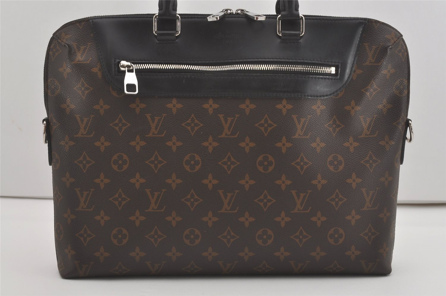 Authentic Louis Vuitton Monogram Macassar Porte Documents Jules Briefcase 8229I