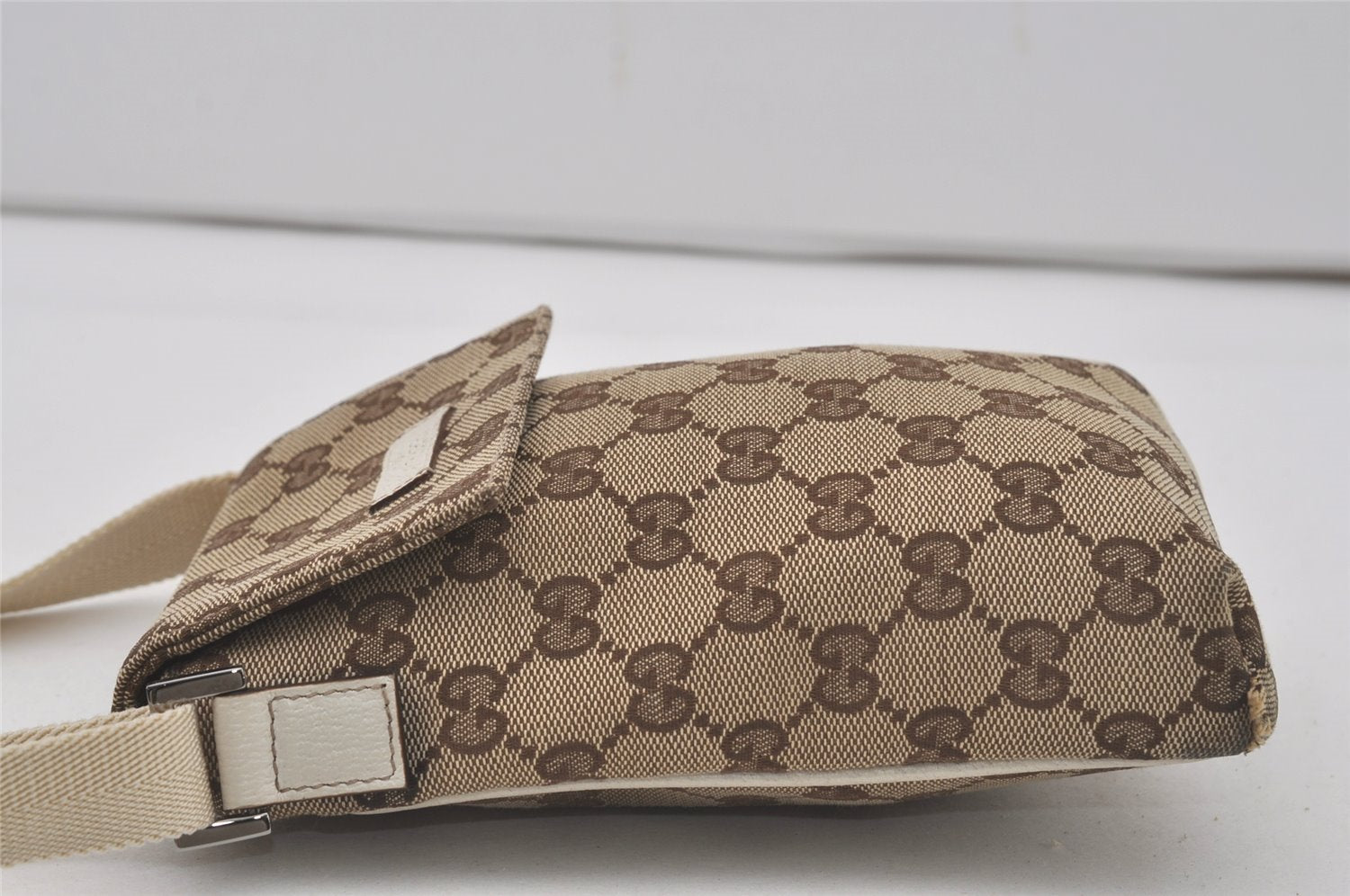 Authentic GUCCI Shoulder Cross Body Bag GG Canvas Leather 145865 Brown 8231I