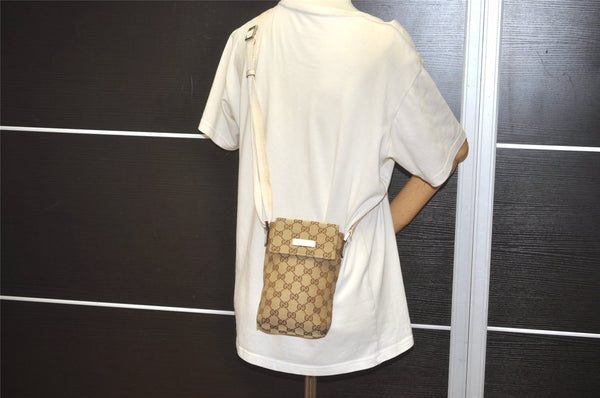 Authentic GUCCI Shoulder Cross Body Bag GG Canvas Leather 145865 Brown 8231I