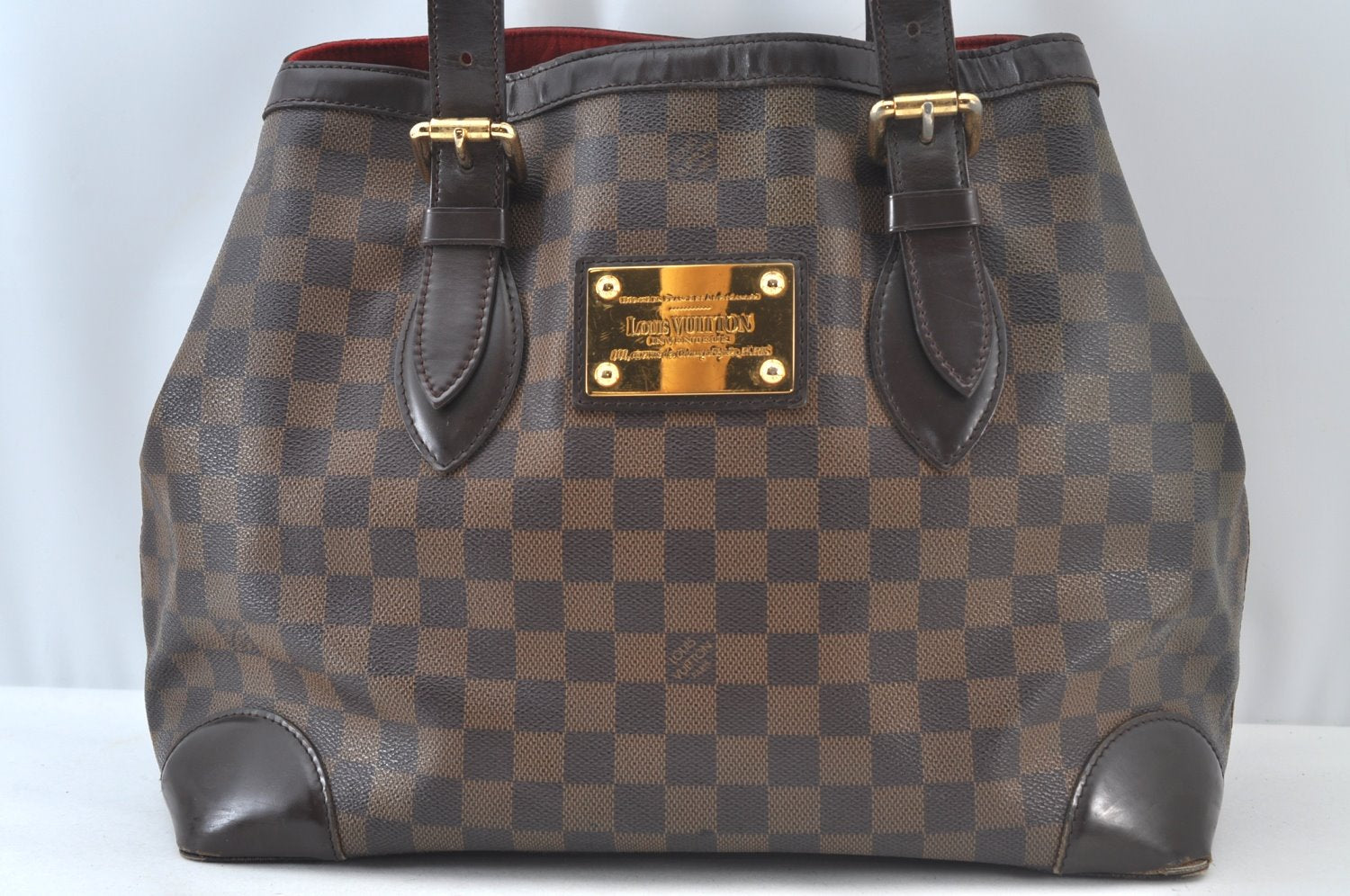 Authentic Louis Vuitton Damier Hampstead MM Shoulder Tote Bag N51204 LV 8233J