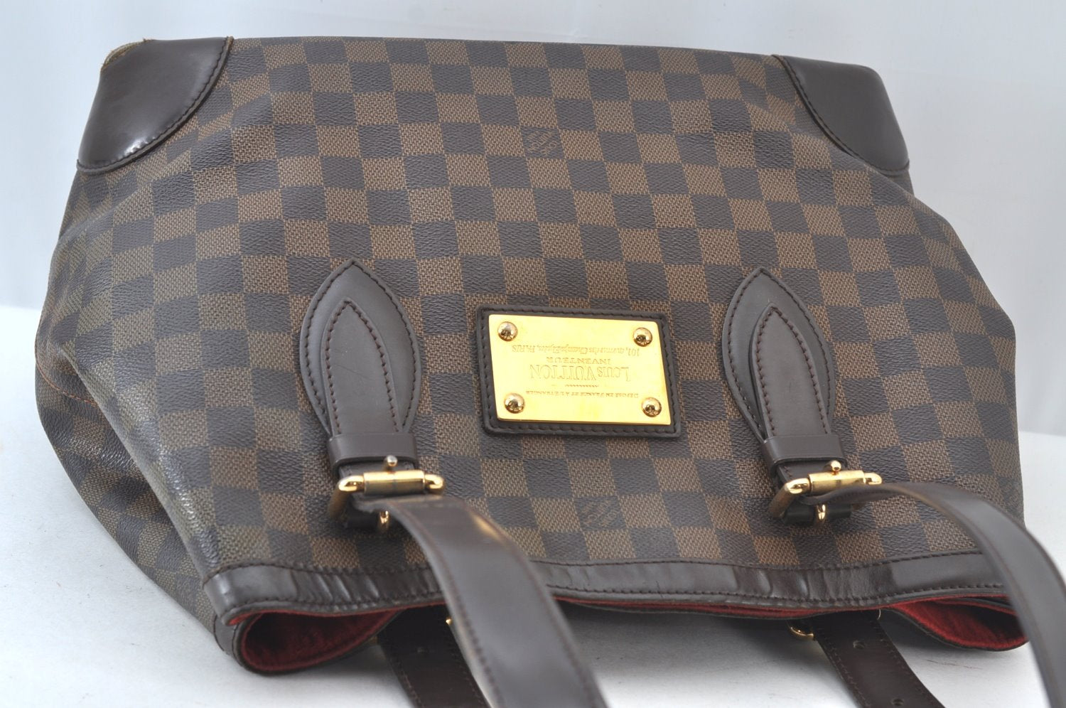 Authentic Louis Vuitton Damier Hampstead MM Shoulder Tote Bag N51204 LV 8233J