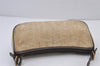 Authentic CELINE C Macadam Blason Hand Bag Pouch Suede Leather Beige White 8234J