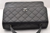 Authentic CHANEL Caviar Skin Matelasse Turnlock Hand Bag Purse Black 8235I