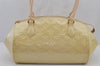 Authentic Louis Vuitton Vernis Sherwood PM Hand Bag Light Yellow M91491 LV 8240J