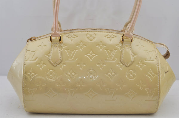 Authentic Louis Vuitton Vernis Sherwood PM Hand Bag Light Yellow M91491 LV 8240J