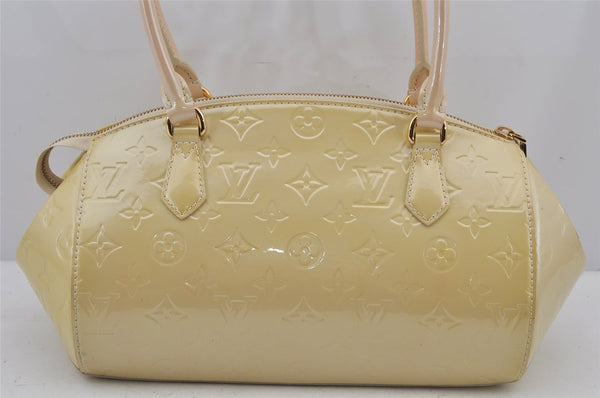 Authentic Louis Vuitton Vernis Sherwood PM Hand Bag Light Yellow M91491 LV 8240J