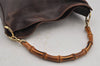 Authentic GUCCI Vintage Bamboo 2Way Shoulder Hand Bag Purse Leather Brown 8242J