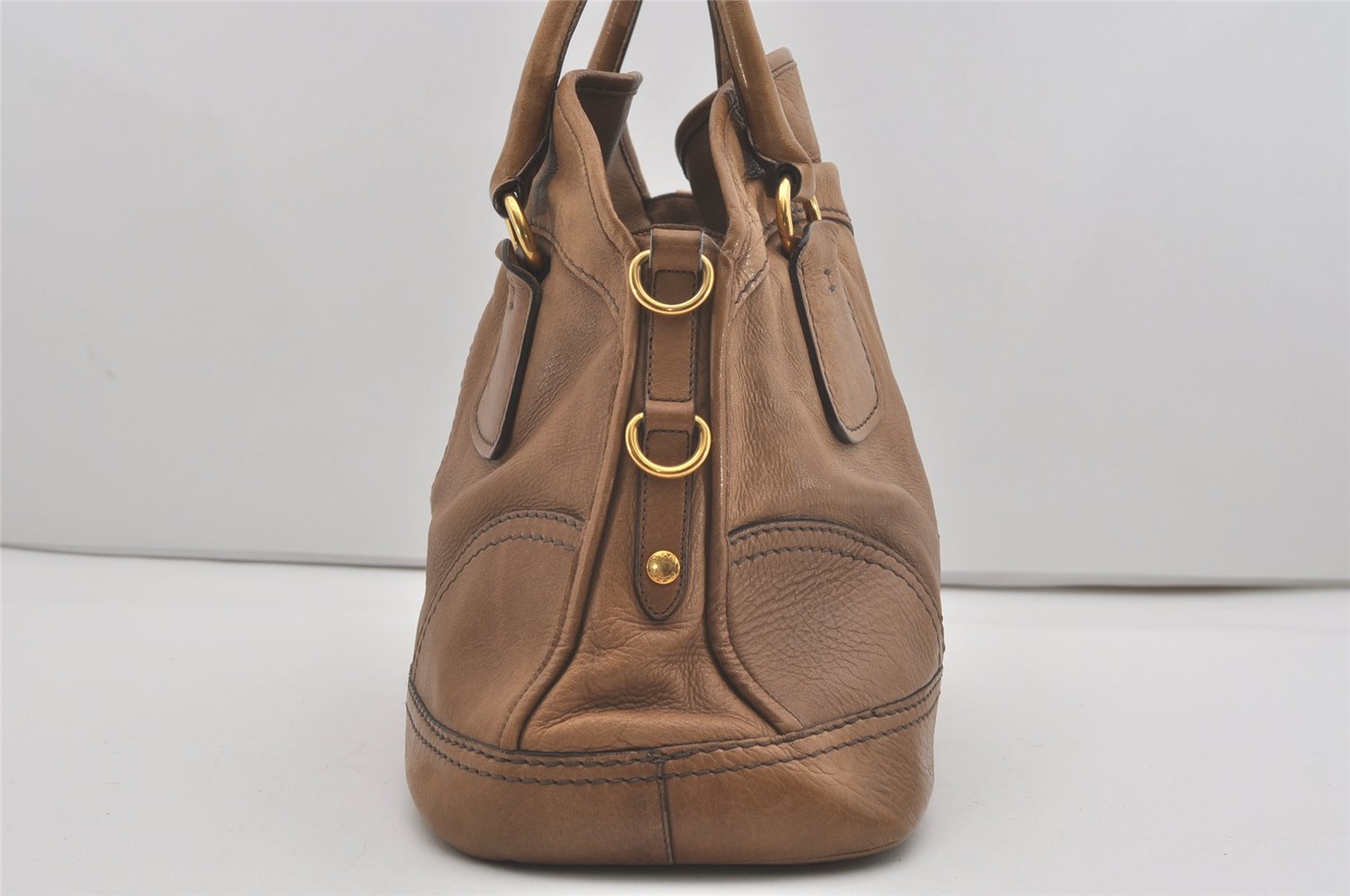 Authentic PRADA Vintage Leather 2Way Shoulder Tote Bag Brown 8244I