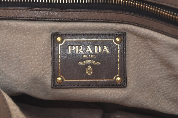 Authentic PRADA Vintage Leather 2Way Shoulder Tote Bag Brown 8244I