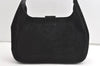 Authentic Salvatore Ferragamo Gancini Suede Shoulder Bag Purse Black SF 8244J