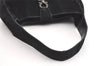 Authentic Salvatore Ferragamo Gancini Suede Shoulder Bag Purse Black SF 8244J