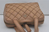 Authentic CHANEL Wild Stitch Vintage Calf Skin Shoulder Hand Bag Beige CC 8245I