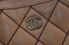 Authentic CHANEL Wild Stitch Vintage Calf Skin Shoulder Hand Bag Beige CC 8245I