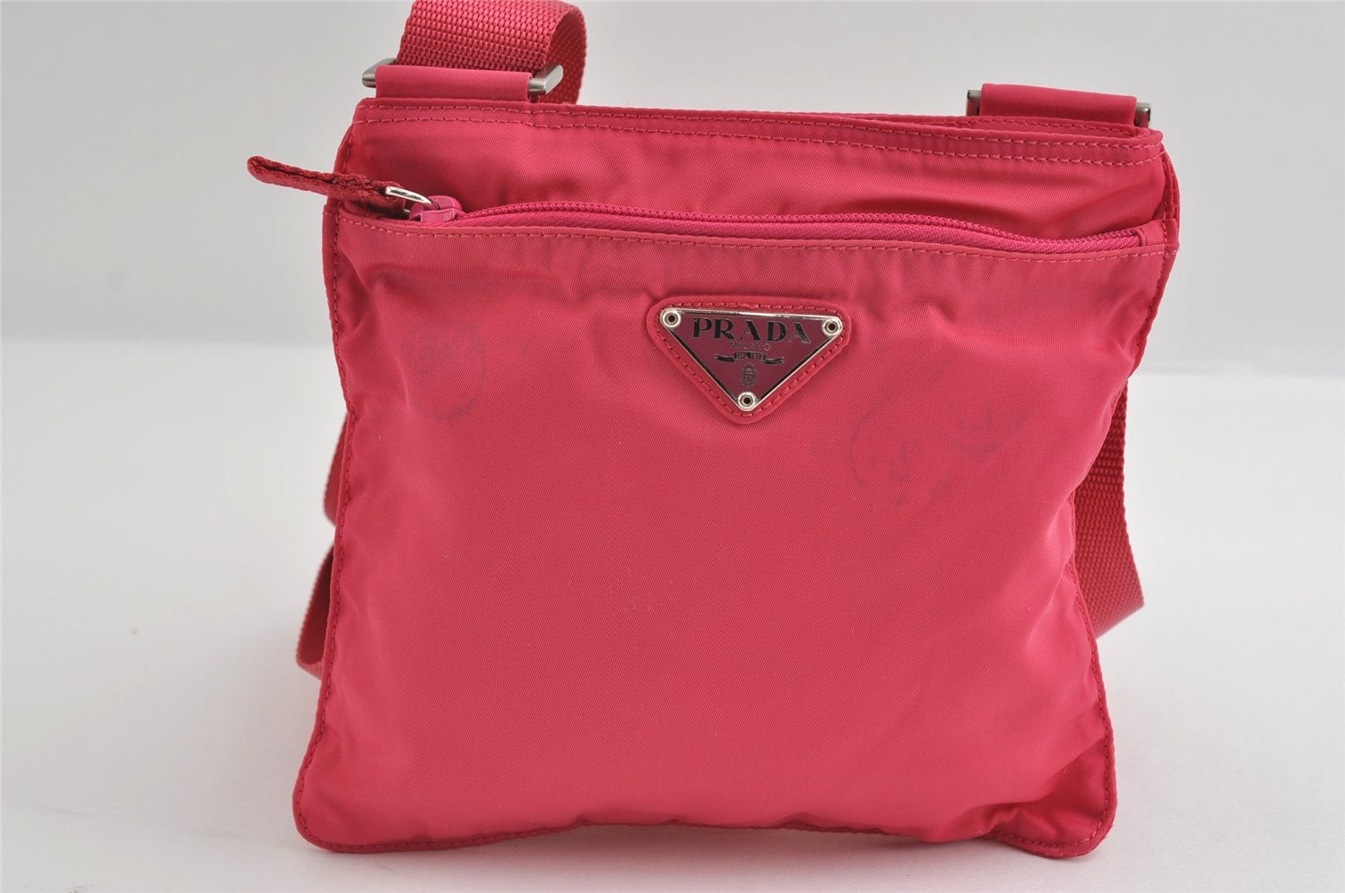 Authentic PRADA VELA Nylon Tessuto Leather Shoulder Cross Bag B7372 Pink 8247I