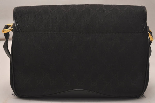 Authentic GUCCI Shoulder Cross Body Bag GG Canvas Leather Black Junk 8250J