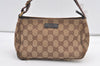 Authentic GUCCI Hand Bag Pouch Purse GG Canvas Leather 106644 Brown 8251J