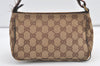 Authentic GUCCI Hand Bag Pouch Purse GG Canvas Leather 106644 Brown 8251J