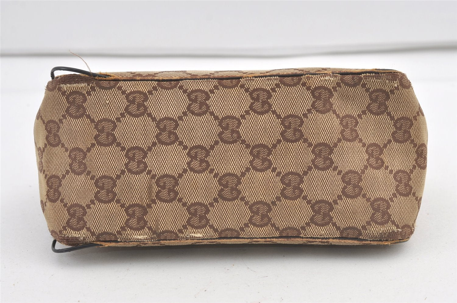 Authentic GUCCI Hand Bag Pouch Purse GG Canvas Leather 106644 Brown 8251J