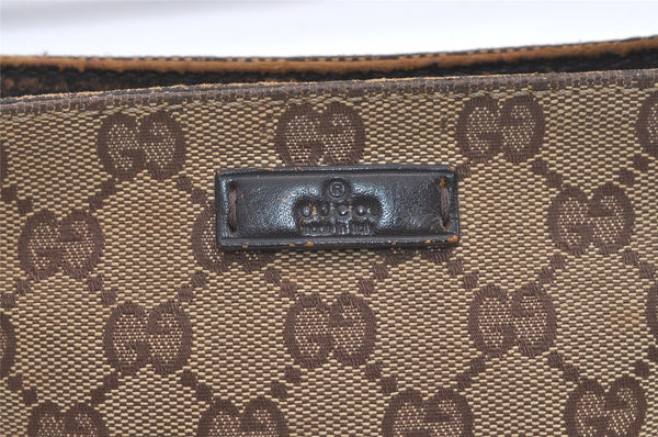 Authentic GUCCI Hand Bag Pouch Purse GG Canvas Leather 106644 Brown 8251J