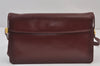 Authentic Christian Dior Vintage Shoulder Bag Purse Leather Bordeaux Red 8252J