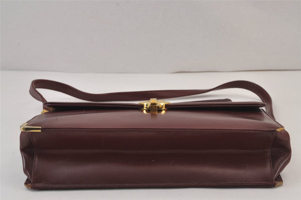 Authentic Christian Dior Vintage Shoulder Bag Purse Leather Bordeaux Red 8252J