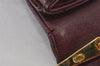 Authentic Christian Dior Vintage Shoulder Bag Purse Leather Bordeaux Red 8252J