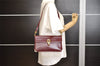 Authentic Christian Dior Vintage Shoulder Bag Purse Leather Bordeaux Red 8252J