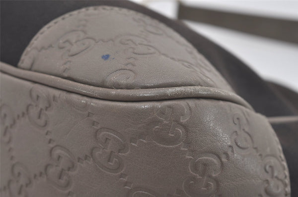 Authentic GUCCI Guccissima Shoulder Bag Canvas Leather 257265 Black Gray 8254I