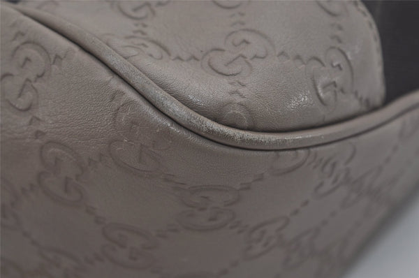 Authentic GUCCI Guccissima Shoulder Bag Canvas Leather 257265 Black Gray 8254I