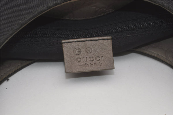 Authentic GUCCI Guccissima Shoulder Bag Canvas Leather 257265 Black Gray 8254I