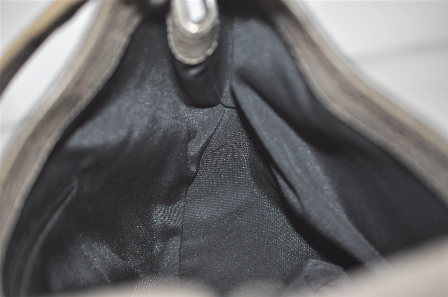 Authentic GUCCI Guccissima Shoulder Bag Canvas Leather 257265 Black Gray 8254I