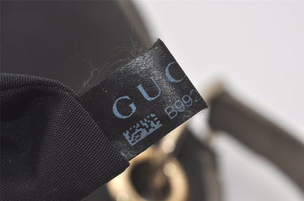 Authentic GUCCI Guccissima Shoulder Bag Canvas Leather 257265 Black Gray 8254I