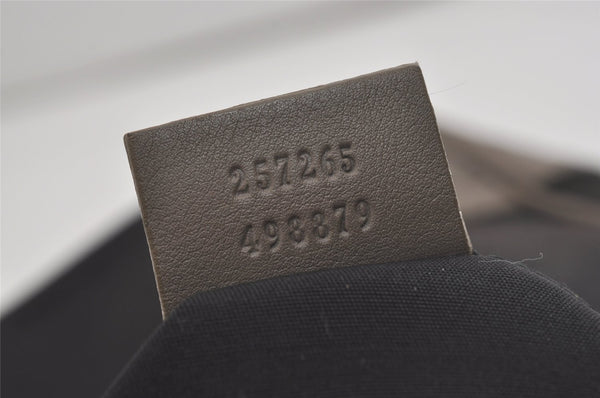 Authentic GUCCI Guccissima Shoulder Bag Canvas Leather 257265 Black Gray 8254I