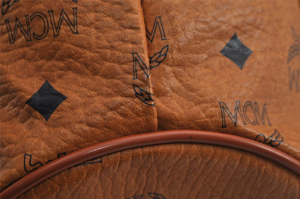 Authentic MCM Vintage Visetos Leather Drawstring Backpack Purse Brown 8254J