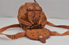 Authentic MCM Vintage Visetos Leather Drawstring Backpack Purse Brown 8254J