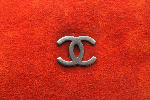 Authentic CHANEL Chocolate Bar Mouton CC Logo Clutch Hand Bag Purse Orange 8255I